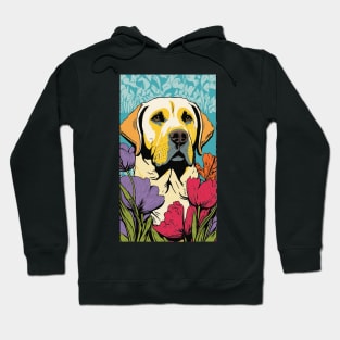 Labrador Retriever Dog Vibrant Tropical Flower Tall Retro Vintage Digital Pop Art Portrait Hoodie